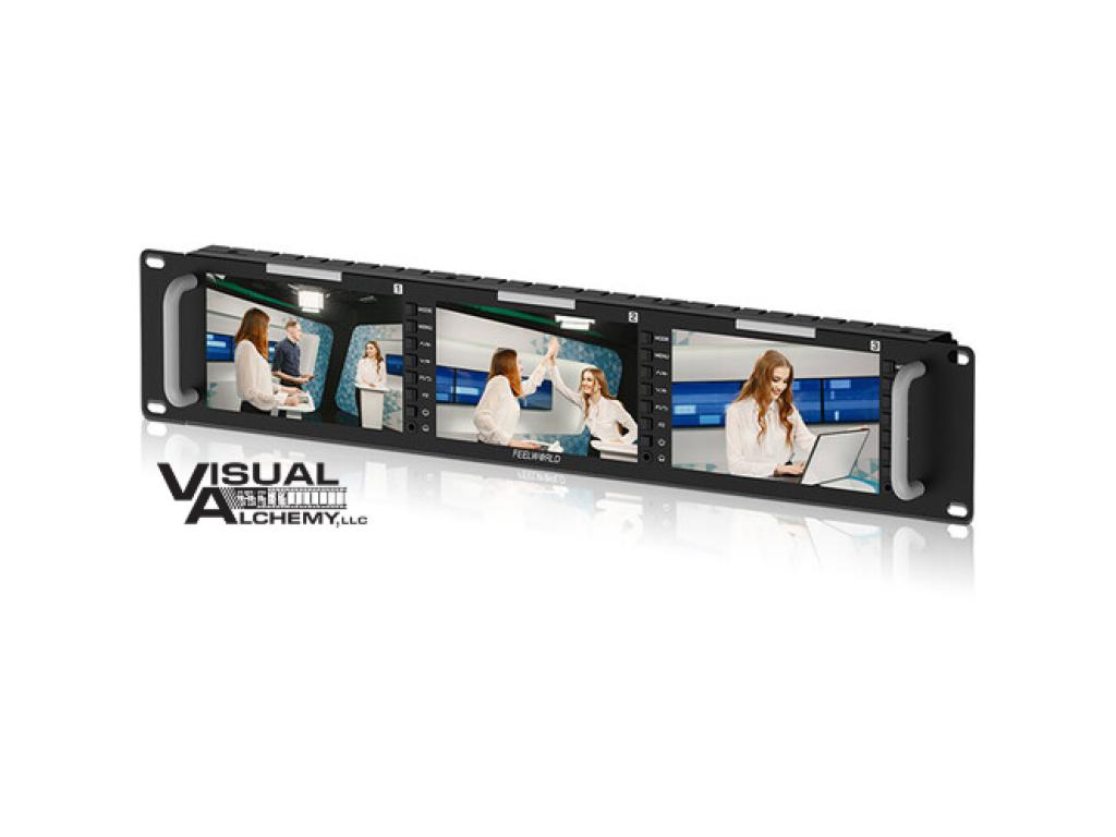 FeelWorld T51 Triple 5" 2 RU HDMI/Composite Rackmount Monitor