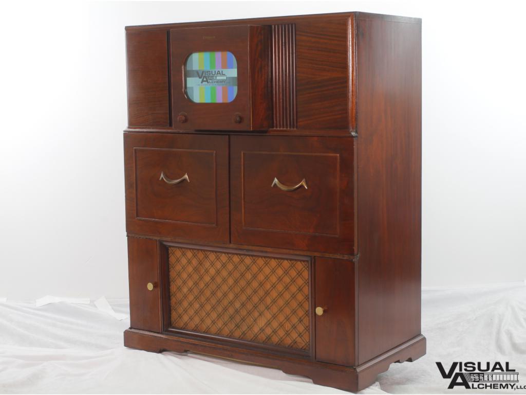 1948 9" Retrofitted Crosley 348-CP "Swing-a-View" Wood Console (CRT modified to LCD screen inside)